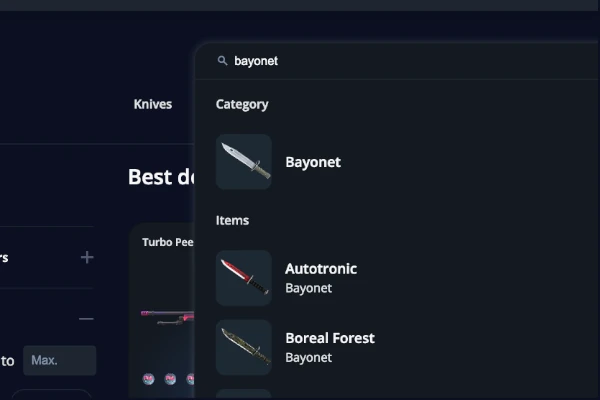 Browse available skins or search for specific items