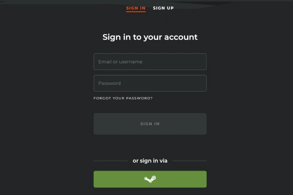 Log in with your Steam account