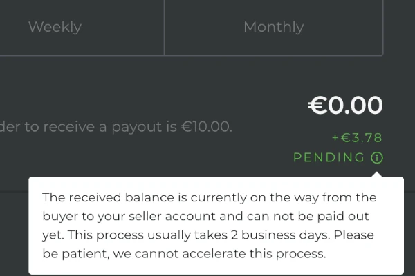 Once sold, the money is transferred to your account (minus 12% fee)