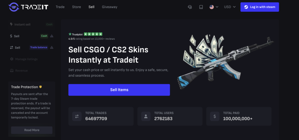 tradeit gg instantly sell skins